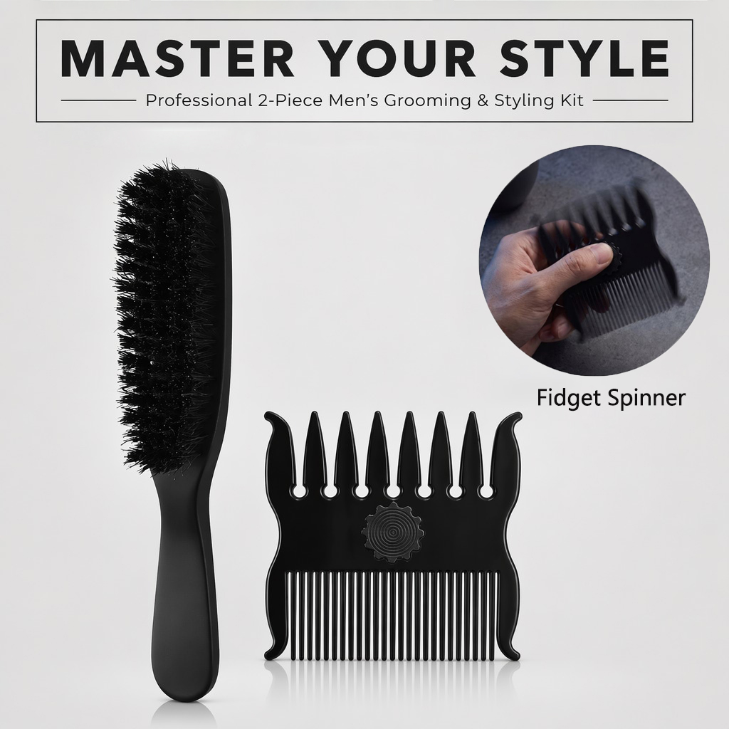 Men'S Grooming Hairstyles - Ensemble de 1/2 peignes à cheveux