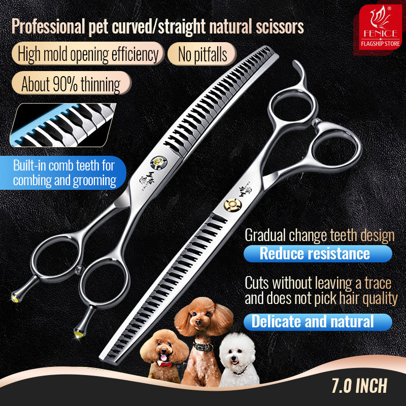 Grooming Scissors - Fenice-Ciseaux naturels incurvés et droits pour